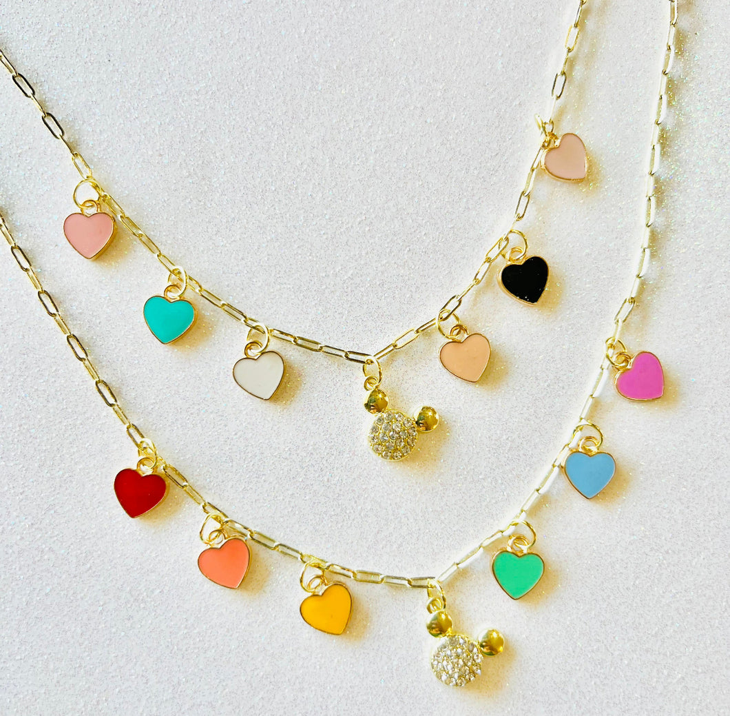 Heart Mouse Paper Clip Necklace