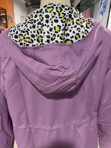 Cinched Waist Rain Jacket (Purple Leopard)